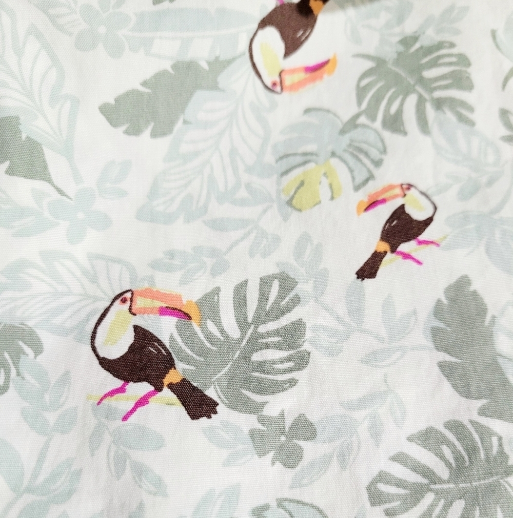 Croft & Barrow Toucan Print Button-Front Shirt Woman Plus SZ XXL Tropical Leaf - Picture 7 of 14